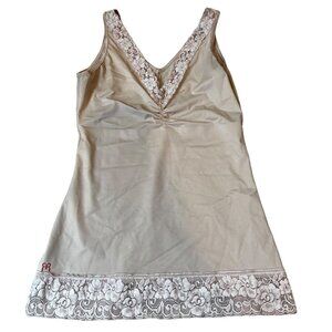 Ruby Ribbon Beige Cami Shapewear Lace Trim Tank Sz 34